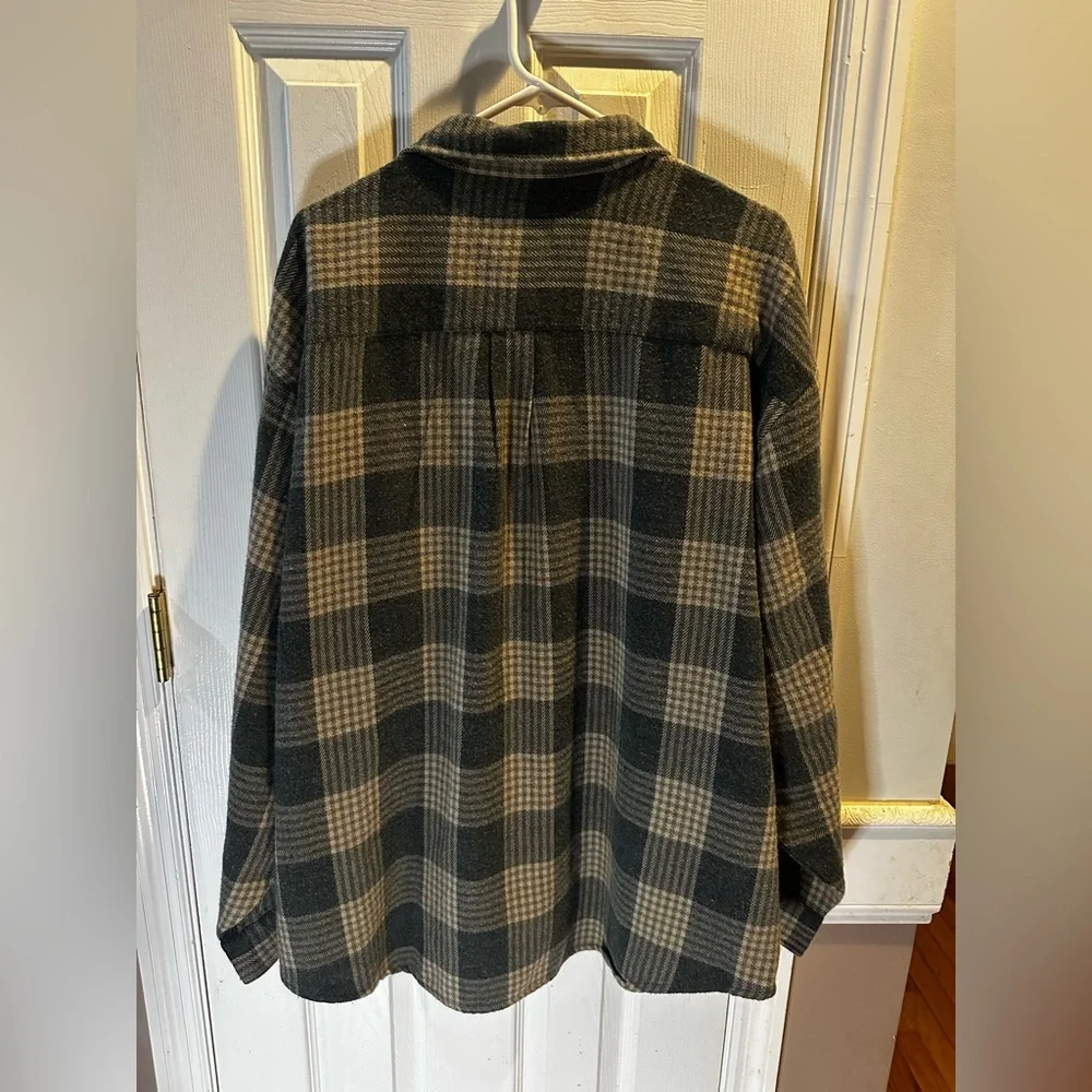 Alaska 1959 Men’s Button Up‎ Plaid Shacket Tan Gray XXL